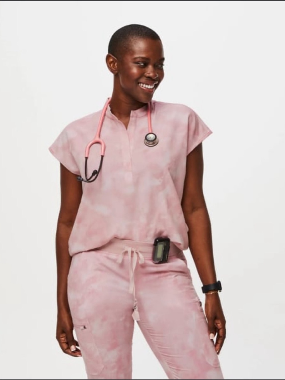 FIGS Limited-Edition Breast Cancer Awareness Marbled Rose Jogger Set
